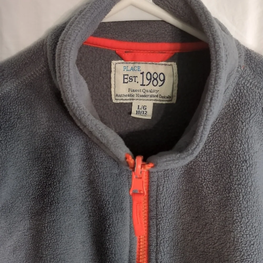 Place | Grey Front Zipper Fleece Jacket | L (10-12)